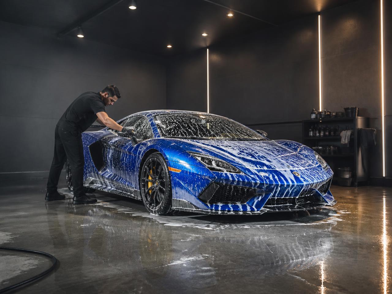 Supercar receiving a Car Box Care premium wash